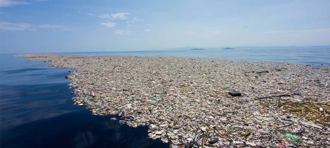 All Green Recycling Trash Island in the Pacific Ocean