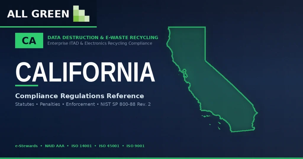 California Data Destruction &Amp; E-Waste Recycling Compliance Regulations