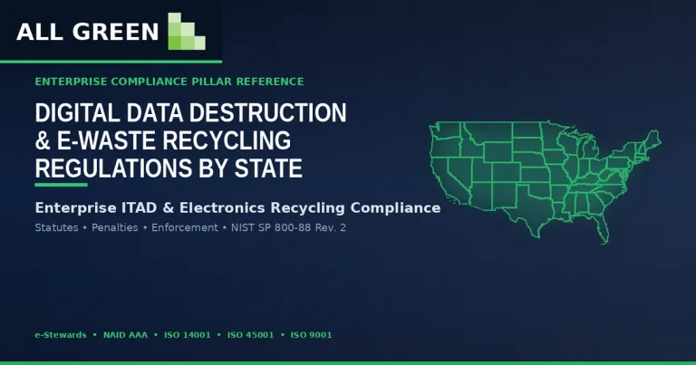 Digital Data Destruction Regulations: Enterprise ITAD & E-Waste Recycling Compliances by State Wise