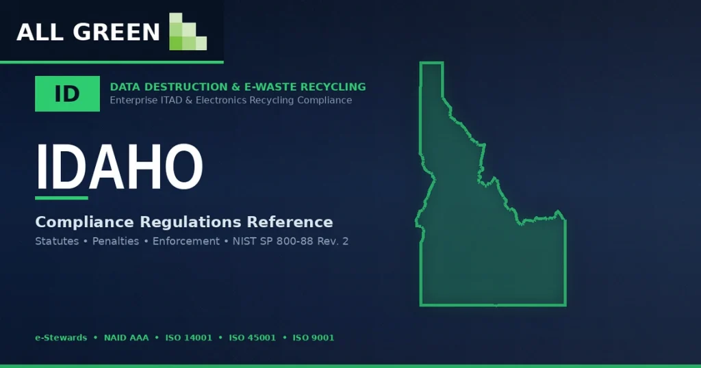 Idaho Data Destruction &Amp;Amp; E-Waste Recycling Compliance Regulations