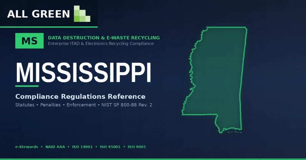 Mississippi Data Destruction &Amp;Amp; E-Waste Recycling Compliance Regulations