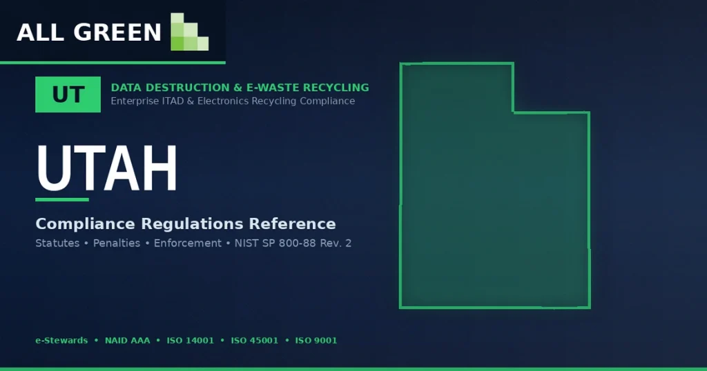 Utah Data Destruction &Amp;Amp; E-Waste Recycling Compliance Regulations
