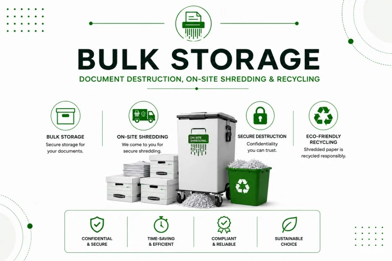 Bulk Storage Document Destruction, On-Site Shredding and Recycling