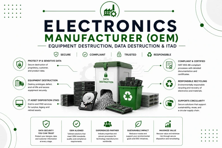 Electronics Manufacturer (OEM) Equipment Destruction, Data Destruction and ITAD