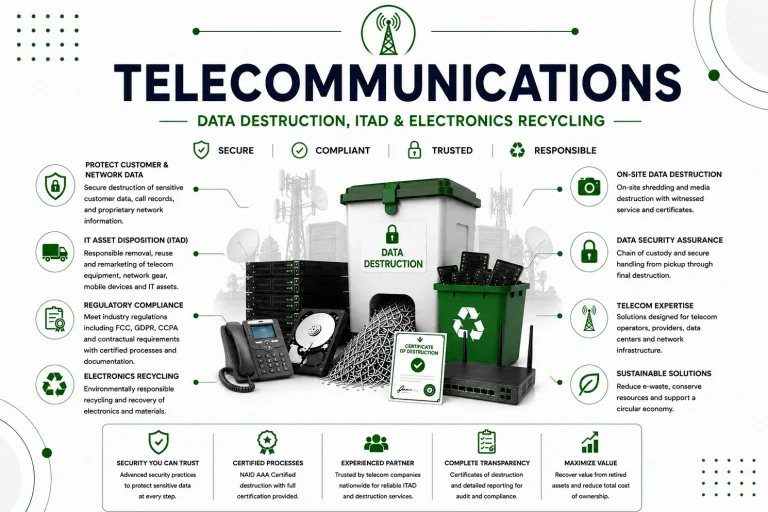Telecommunications Data Destruction, ITAD and Electronics Recycling
